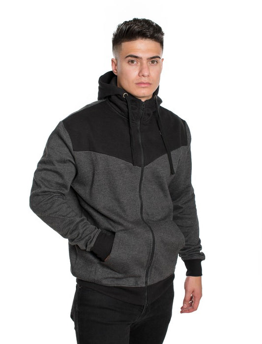 Color-Block High Collar Full Zip Fleece Hoodie