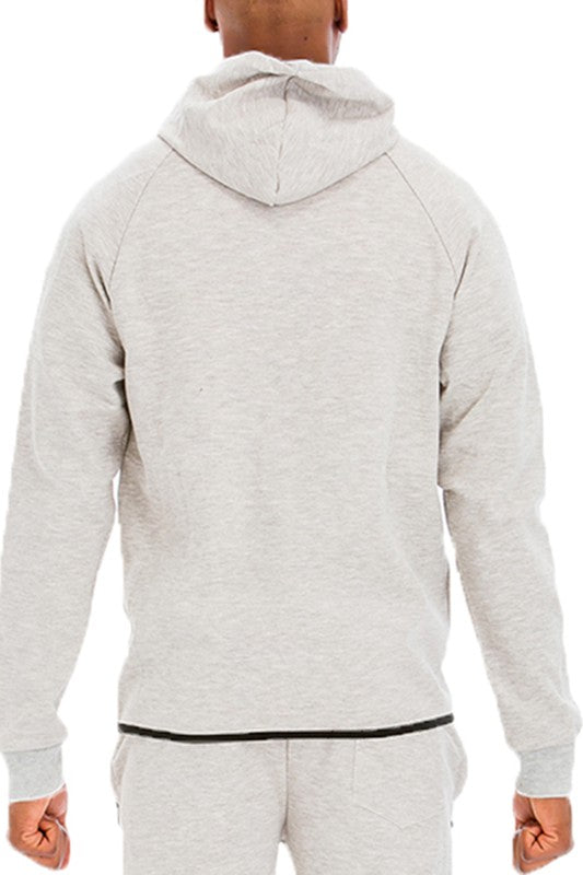 Hooded Full Zip Track Running Sweatshirt Gray