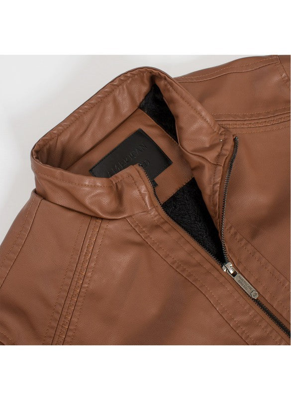 Brown Leather Bomber Jacket