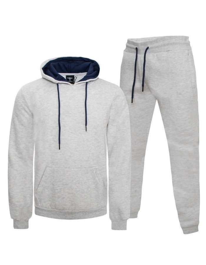 Hooded Drawstring Pullover Sweatshirt Gray/Navy