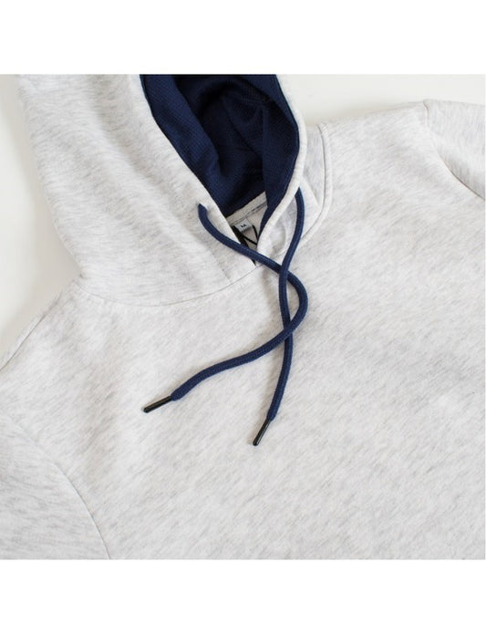 Hooded Drawstring Pullover Sweatshirt Gray/Navy