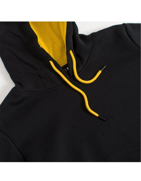 Hooded Drawstring Pullover Sweatshirt Black/Yellow