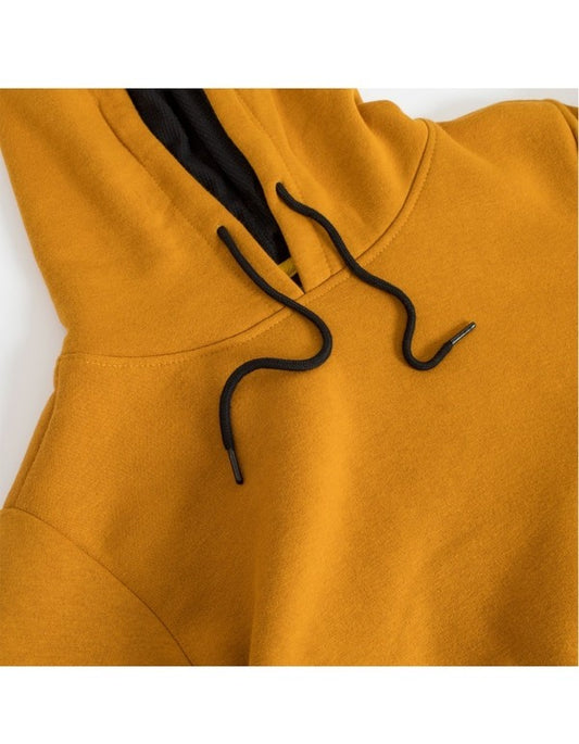 Hooded Drawstring Pullover Sweatshirt Yellow