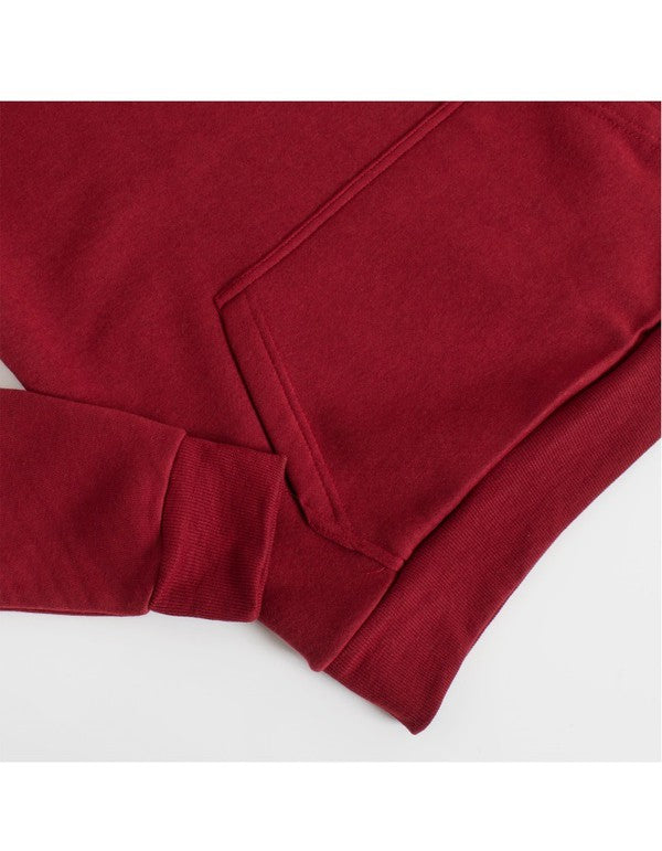 Hooded Drawstring Pullover Sweatshirt Dark Red