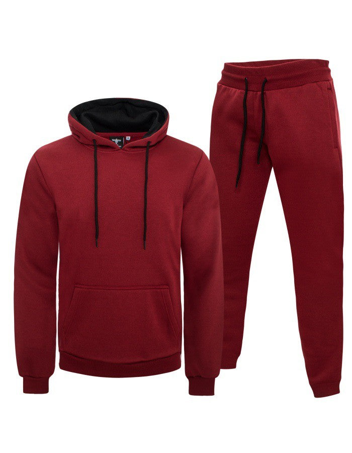 Hooded Drawstring Pullover Sweatshirt Dark Red