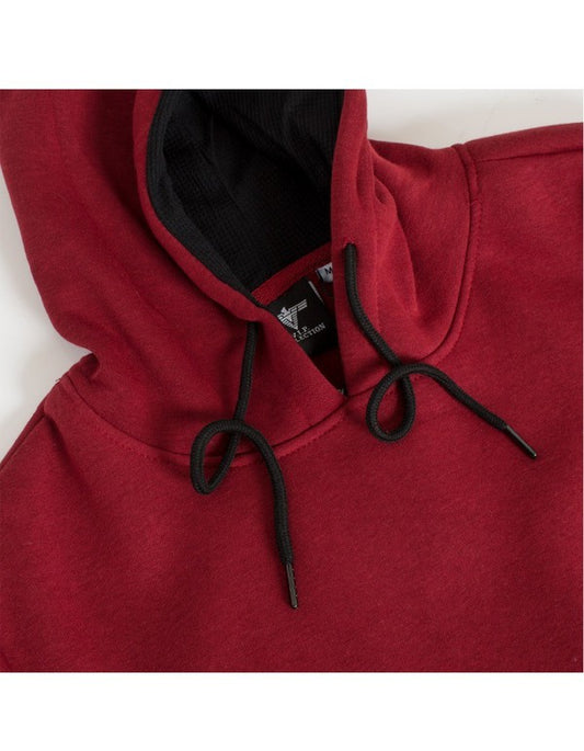 Hooded Drawstring Pullover Sweatshirt Dark Red