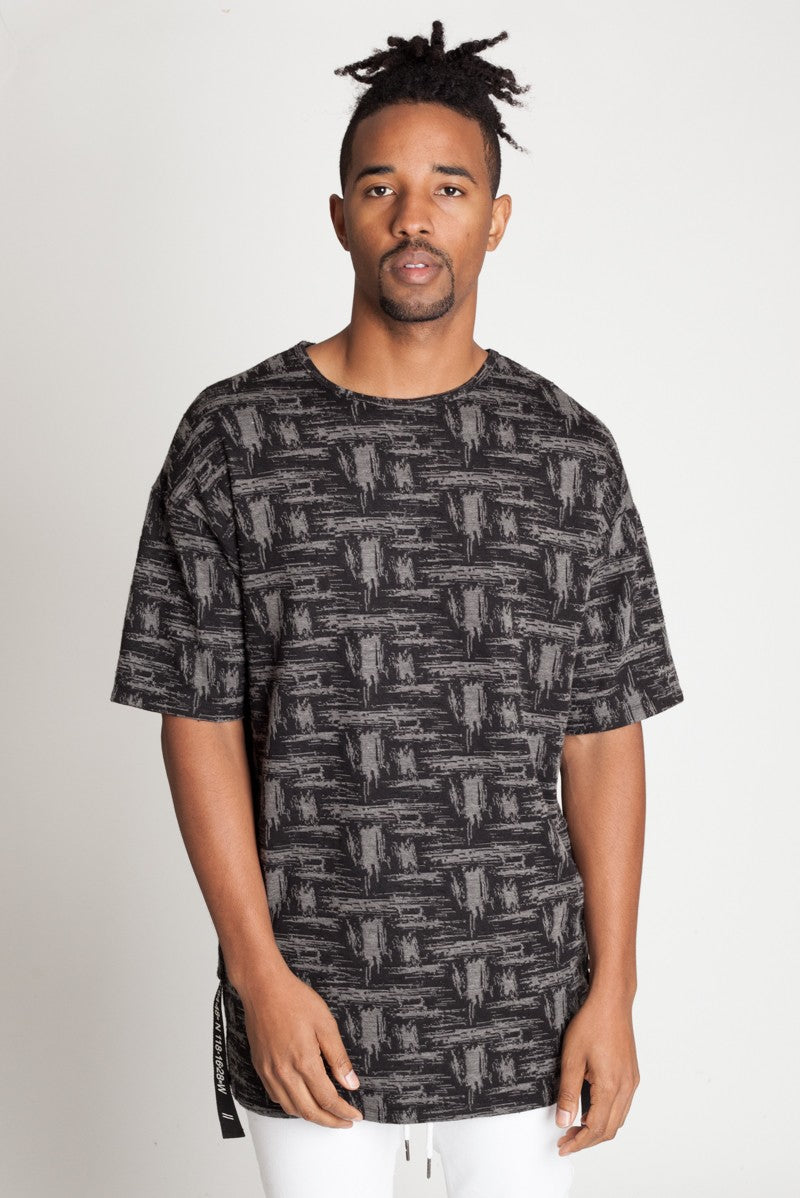 Pattern Cotton Drop Shoulder Tee