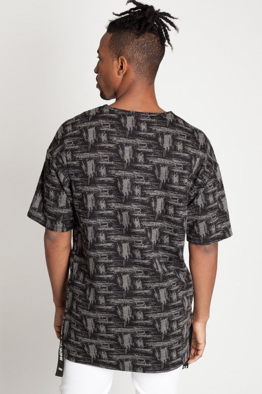 Pattern Cotton Drop Shoulder Tee