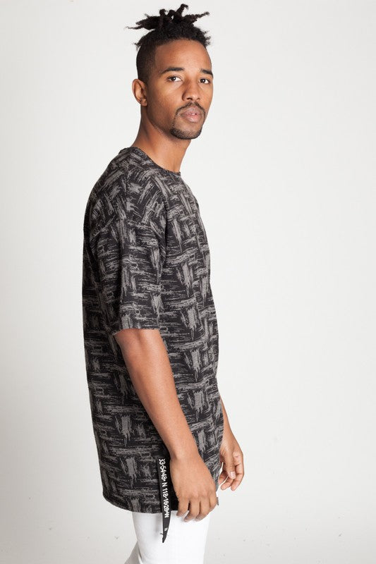 Pattern Cotton Drop Shoulder Tee