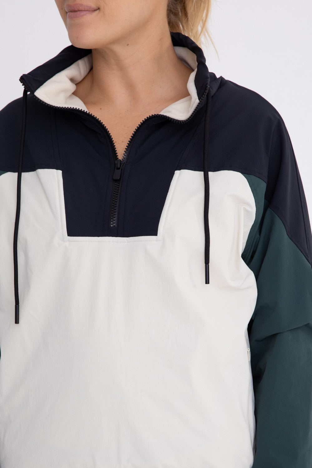 Colorblock 1/4 Zip Drawstring Collar Active Jacket