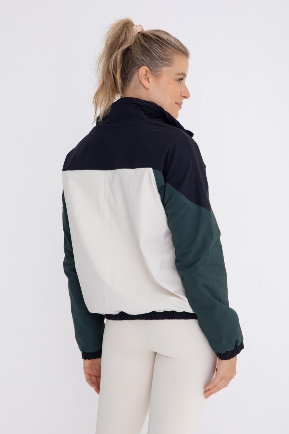 Colorblock 1/4 Zip Drawstring Collar Active Jacket