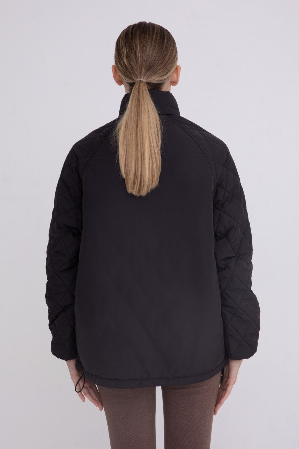 Padded Puffer Quilted Pullover Black