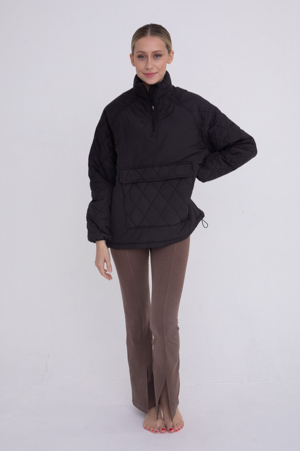 Padded Puffer Quilted Pullover Black