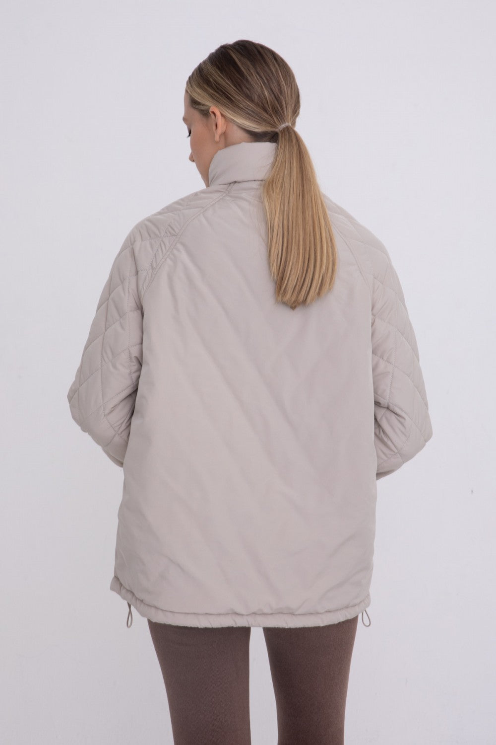 Padded Puffer Quilted Pullover Natural