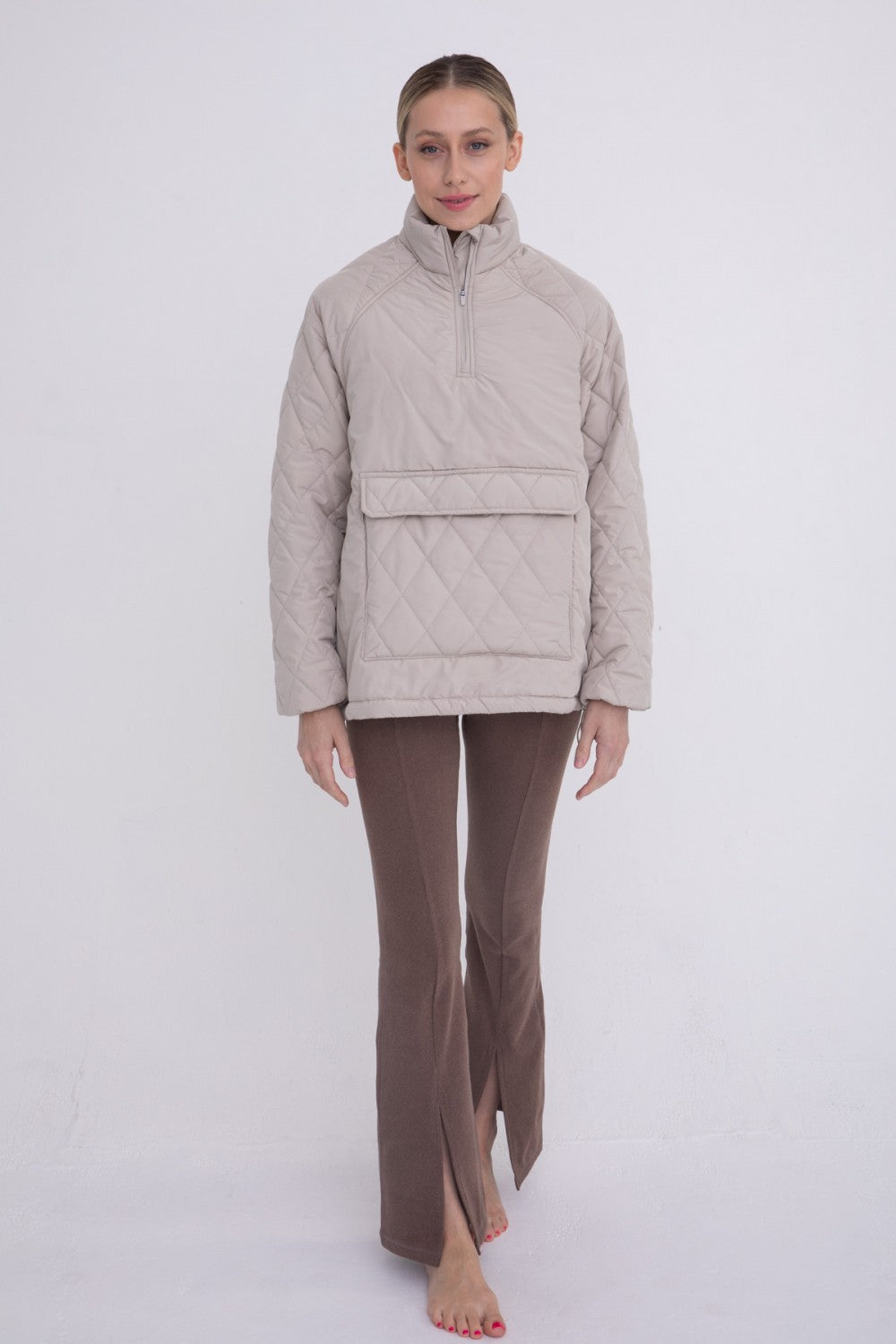 Padded Puffer Quilted Pullover Natural