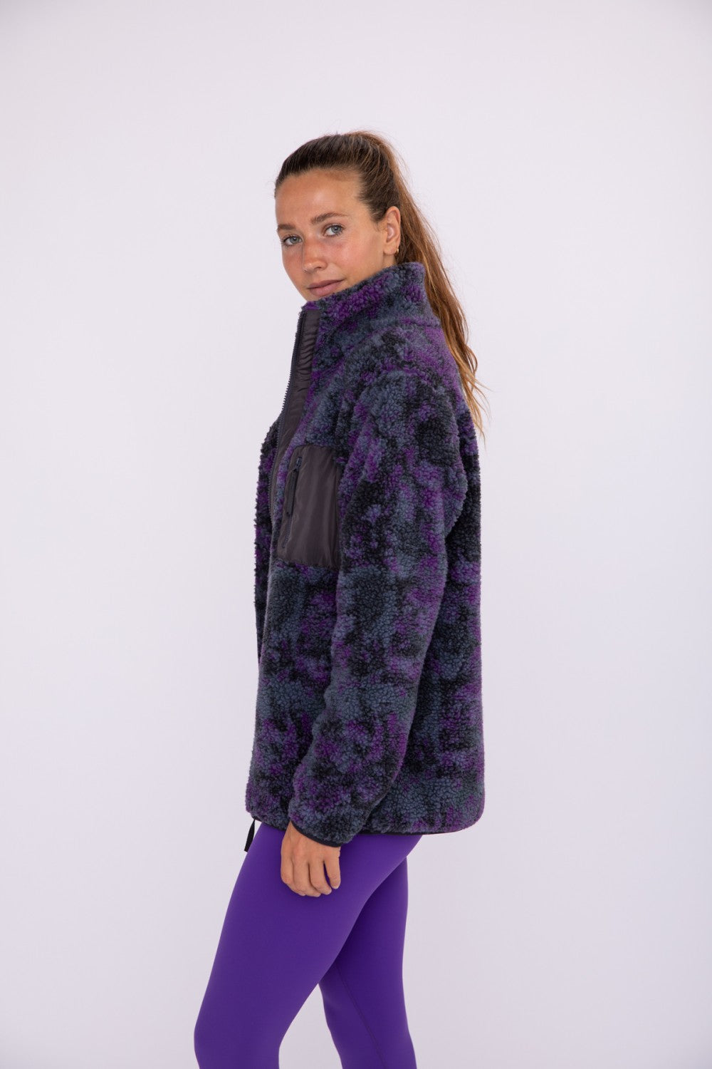 Tie-Dye Sherpa Collar Full Zip Jacket