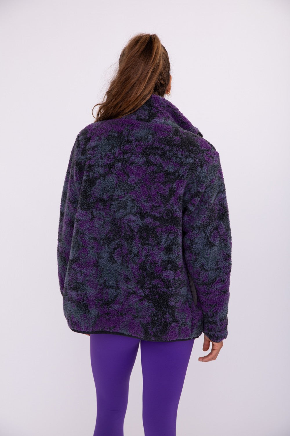 Tie-Dye Sherpa Collar Full Zip Jacket