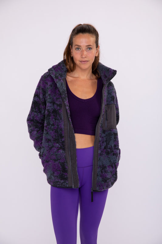 Tie-Dye Sherpa Collar Full Zip Jacket