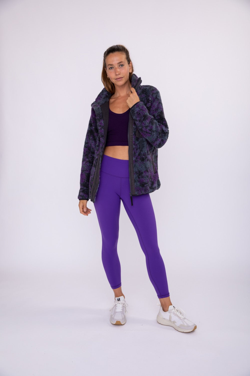 Tie-Dye Sherpa Collar Full Zip Jacket