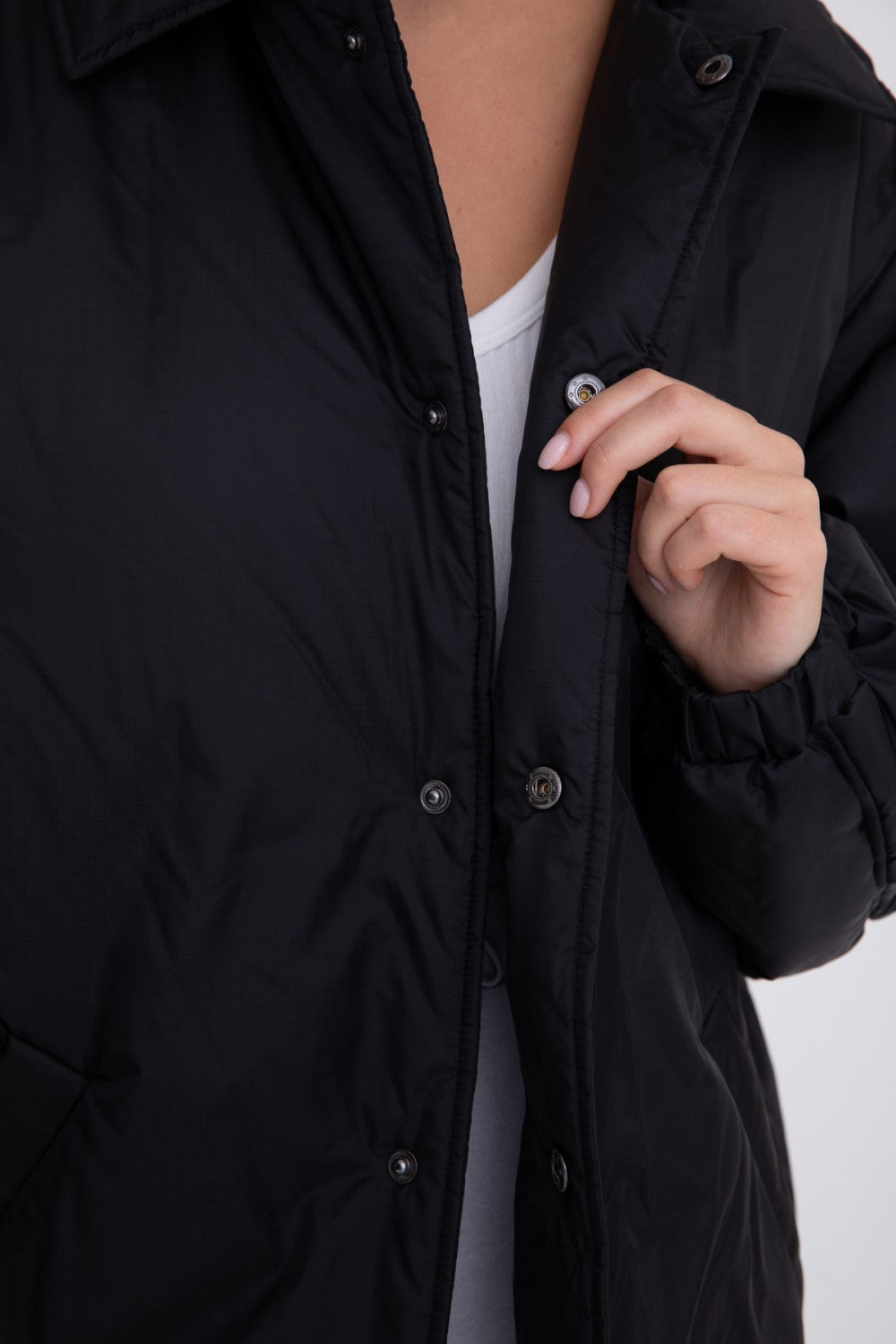 Longline Oversized Collar Drawstring Jacket Black