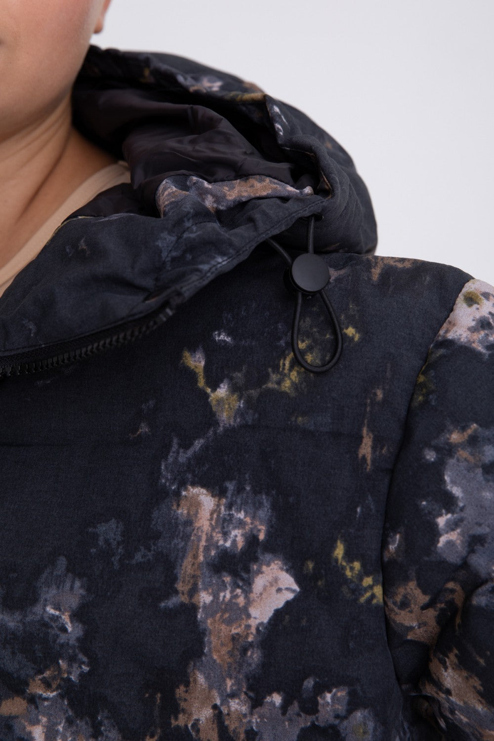 Floral Watercolor Hooded Cropped Puffer Jacket