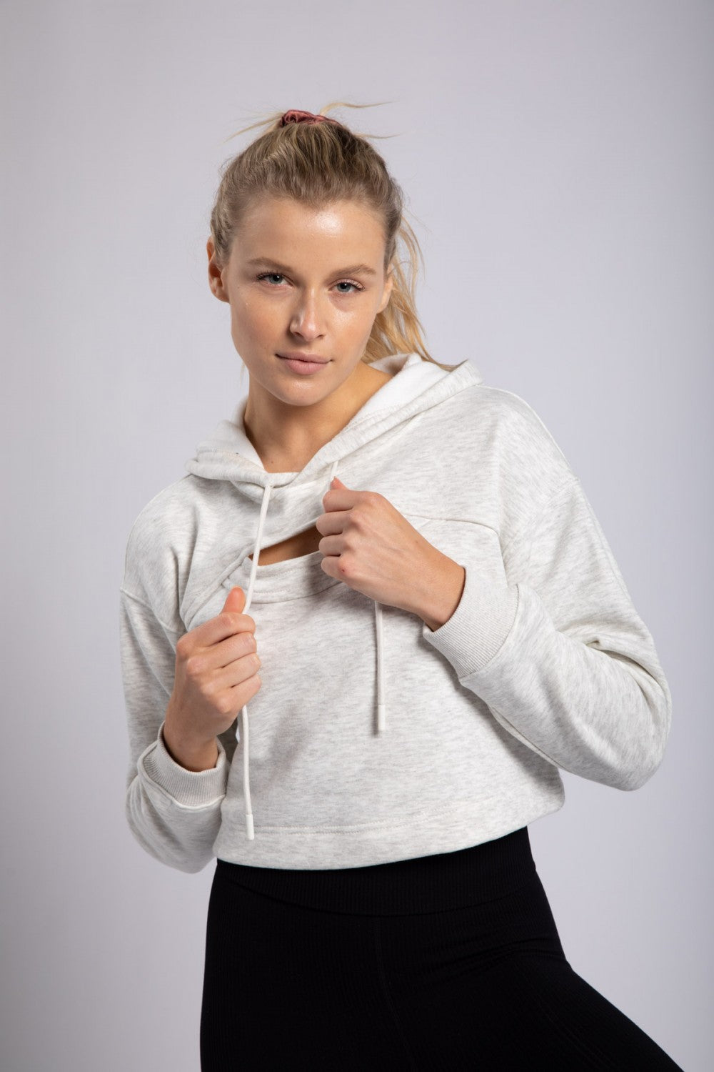 Cropped Cut-Out Hoodie