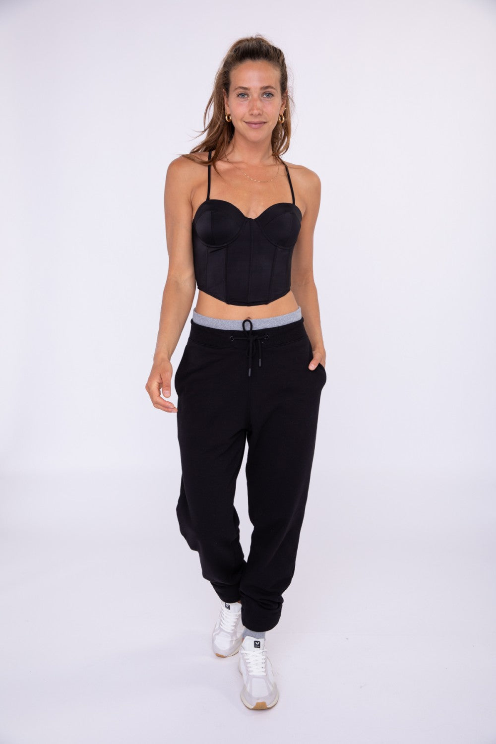 Corset Thin Strap Crop Top Black