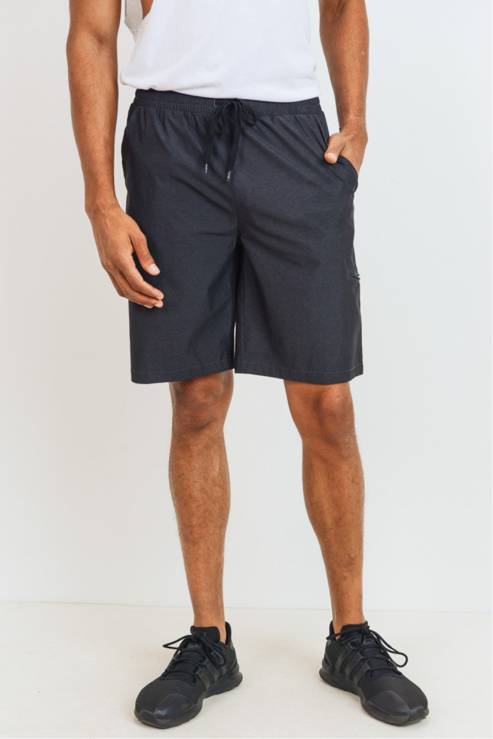 Active Side Zip Pocket Drawstring Shorts