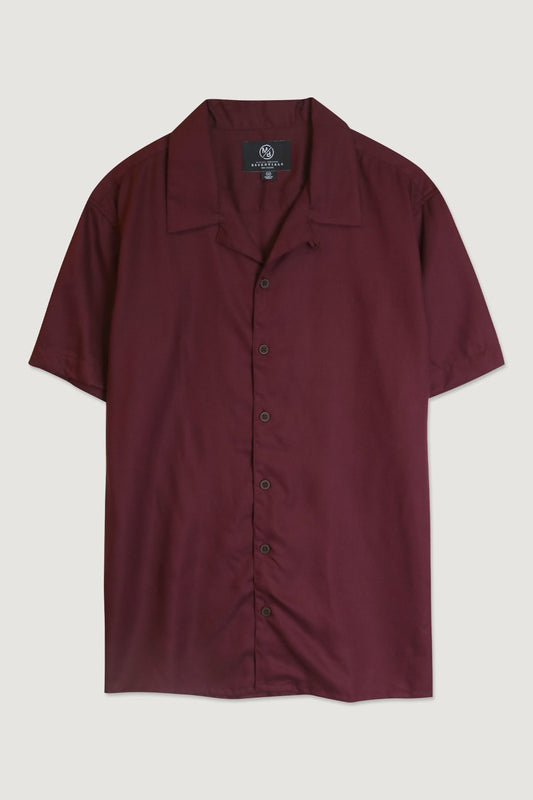 Short Sleeve Button Down Burgundy