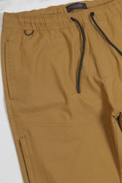 Cuffed Drawstring Jogger Pants Khaki