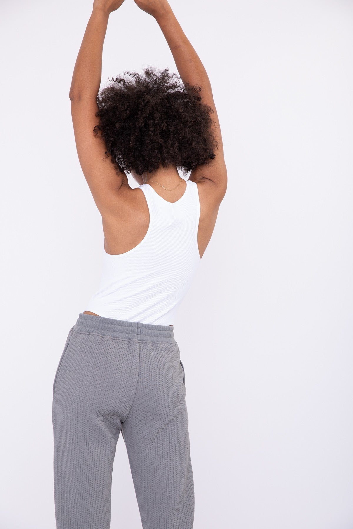 High Neck Bodysuit Tank White