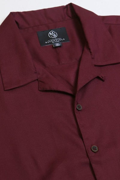 Short Sleeve Button Down Burgundy