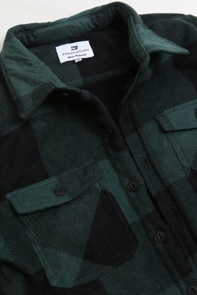 Sherpa-Lined Button Down Fleece Flannel