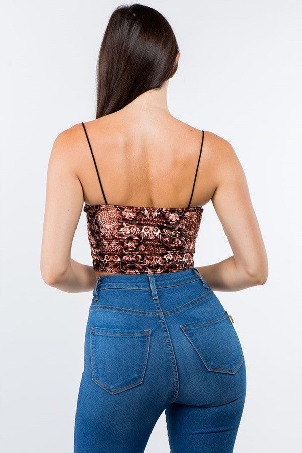 Architect Velvet Thin Strap Crop Top