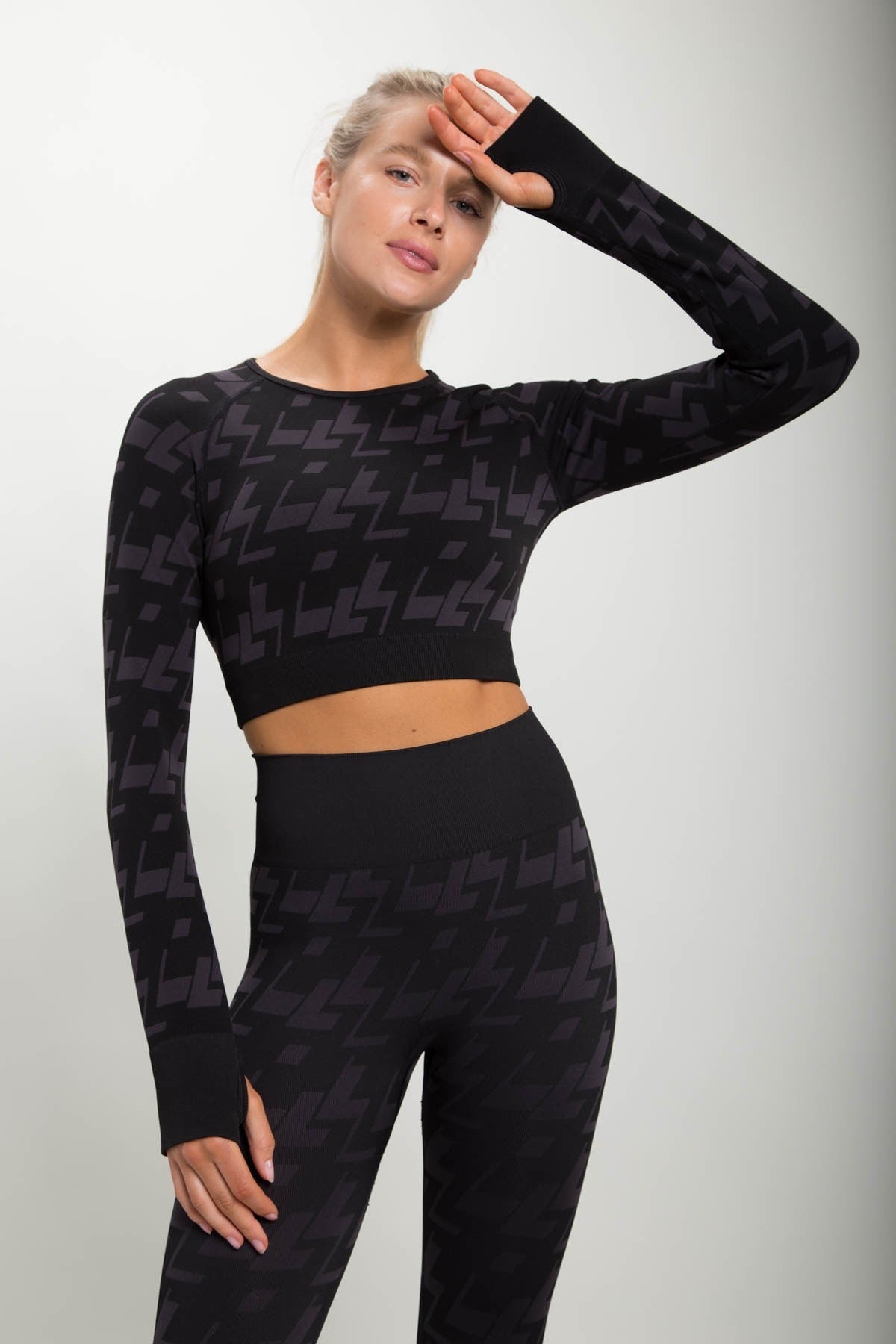 Crop High Neck Long Sleeve with Thumb Holes