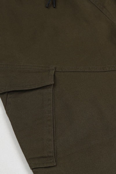 Cuffed Drawstring Jogger Pants Olive