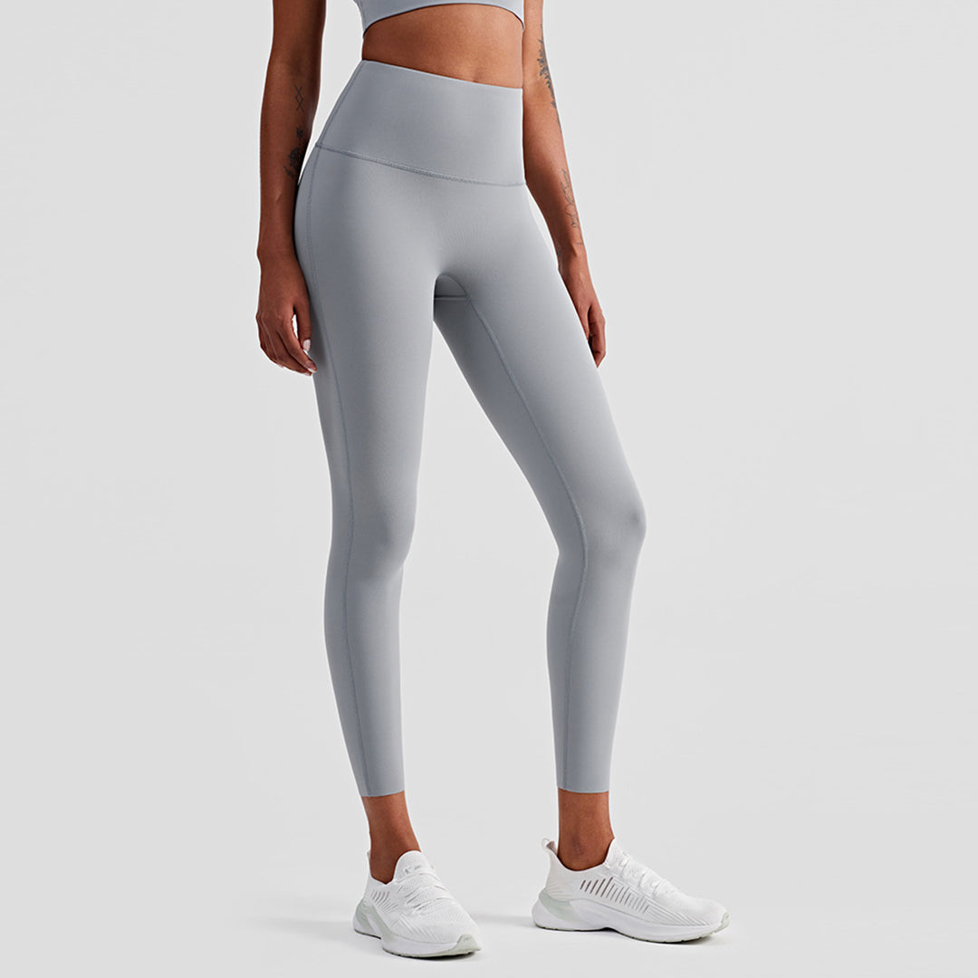 High Rise Seamless Compression Shaping Laser Edge Leggings Light Gray