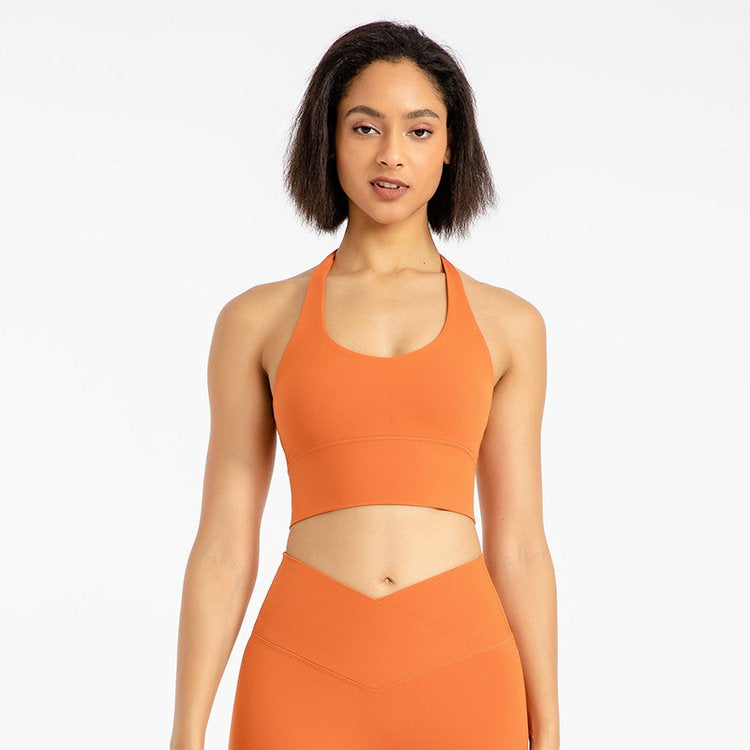 Halter Scoop Neck Crop Top Orange