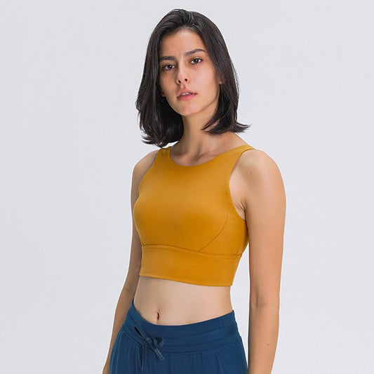 High Neck Crop Tank Yellow Orange