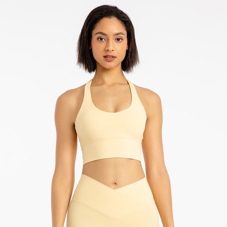 Halter Scoop Neck Crop Top Cream