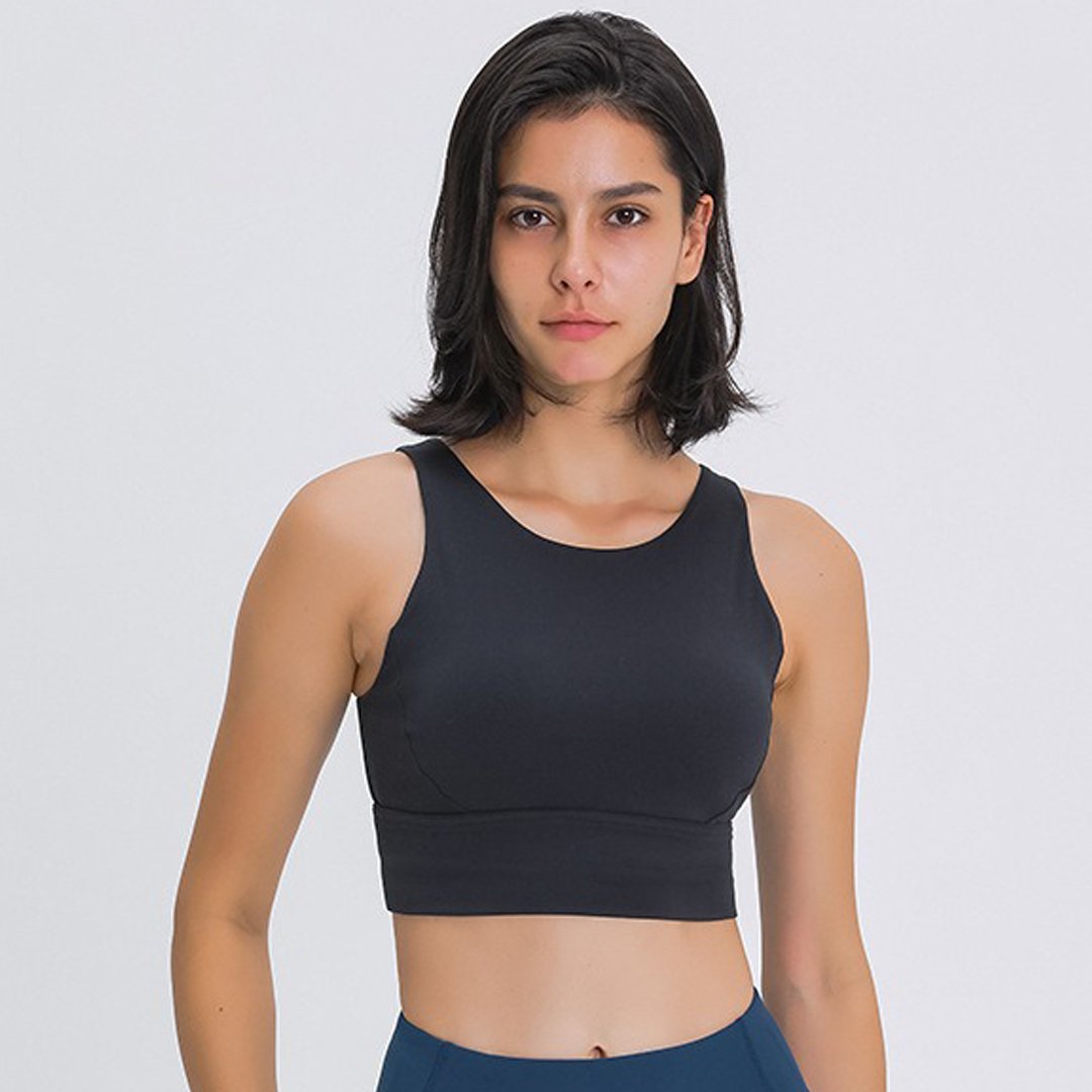 High Neck Crop Tank Black