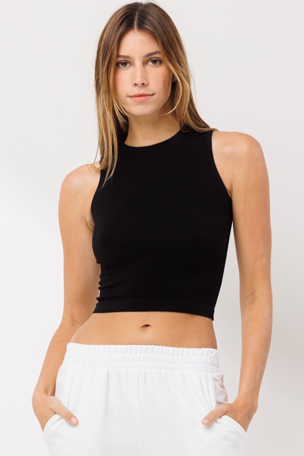 Ribbed Crewneck Crop Top